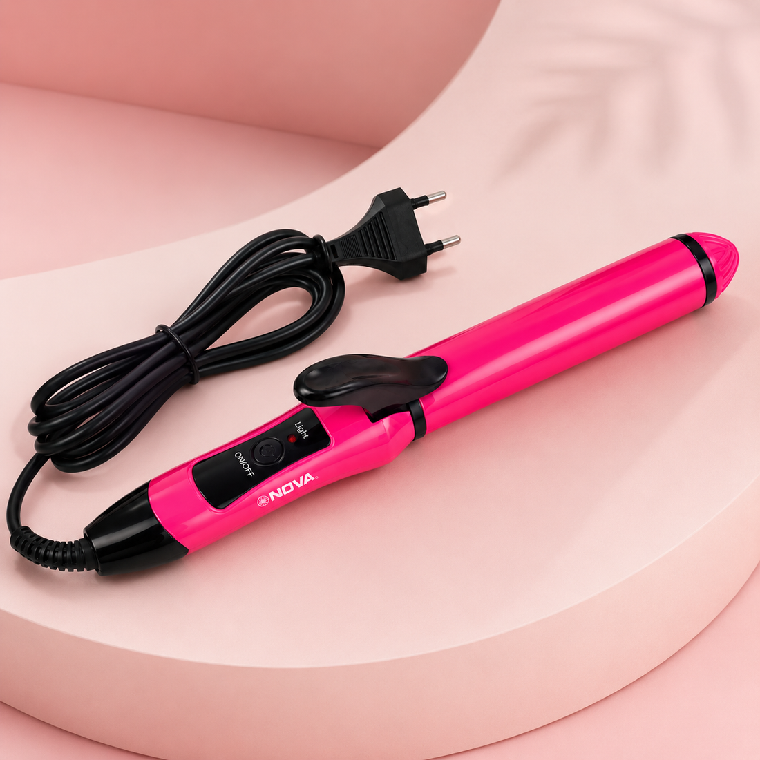 NOVA Hair Curler for Women – Pink Curling Iron with Clamp