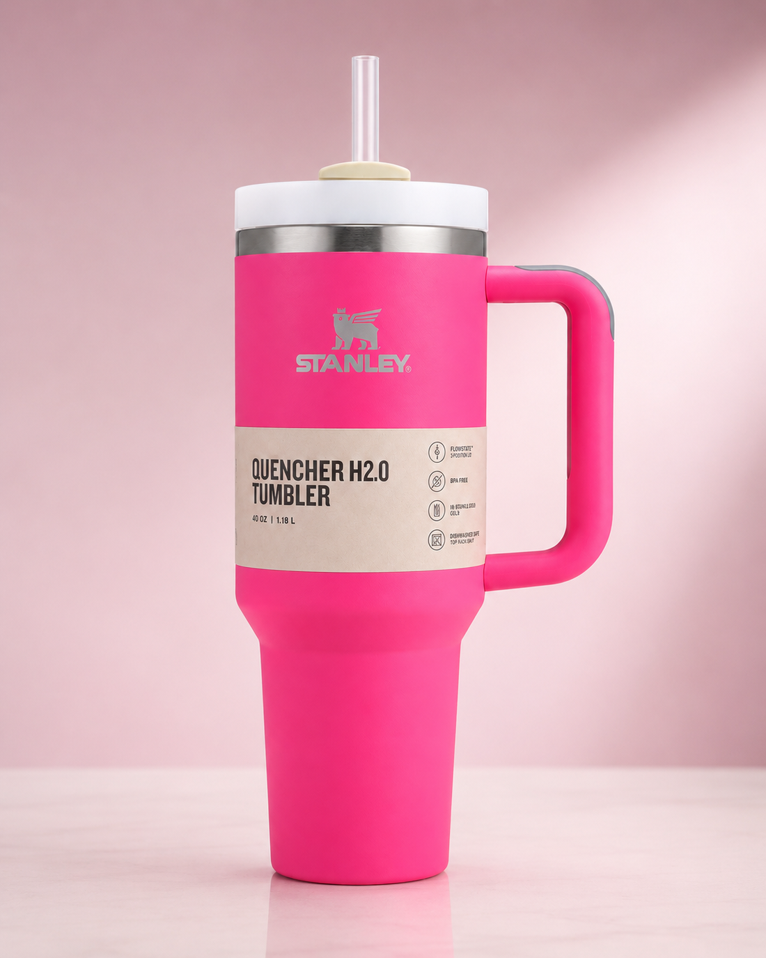 Stanley Quencher H2.0 40oz Tumbler with Straw – Pink Rush